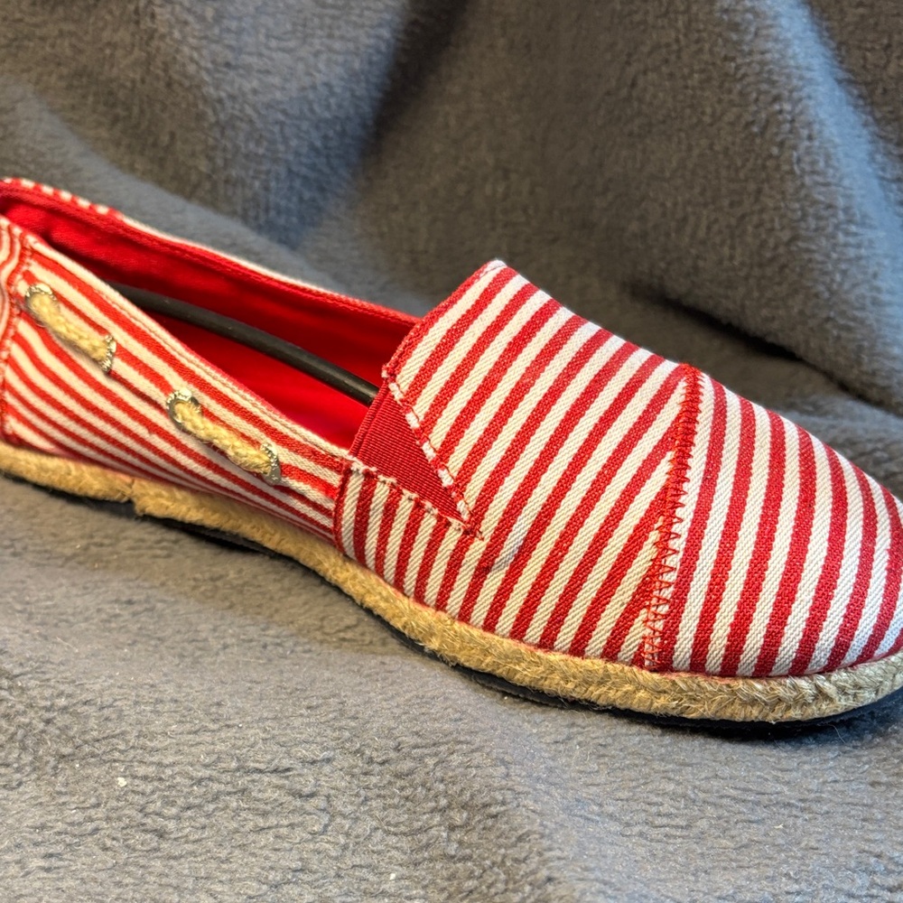 Nautica Women's Red and White Striped Moccasins - Picture 3 of 8